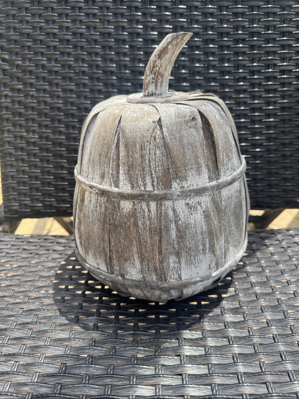 Rustic Whitewashed Wooden Pumpkin Decor - Neutral Fall Accent